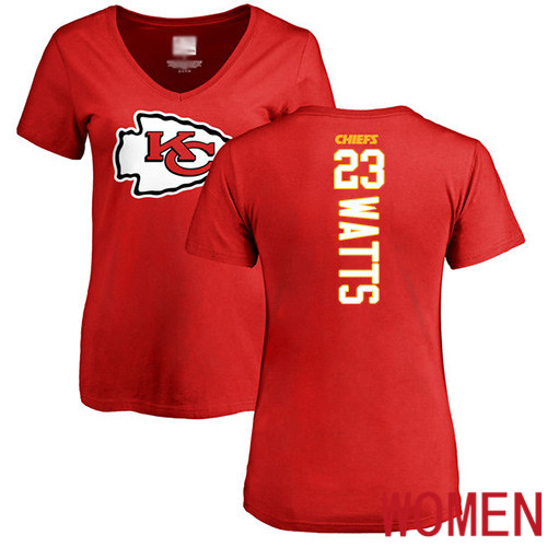 Women Football Kansas City Chiefs #23 Watts Armani Red Backer T-Shirt